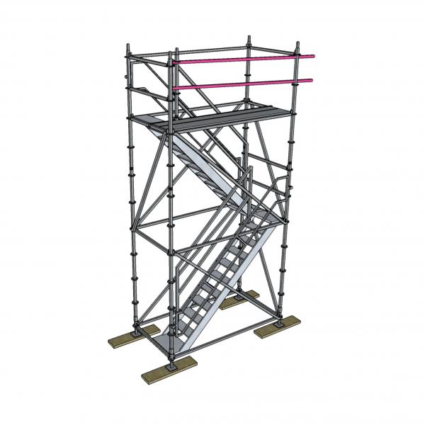 Bautreppenturm mit Alu-Podesttreppe, Ausstiegshöhe 4,2 m 