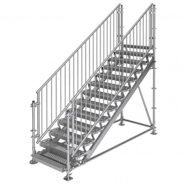 Bautreppe, Außentreppe Komfort plus, 2.00 m Höhenunterschied 3.00 x 1.00 m 