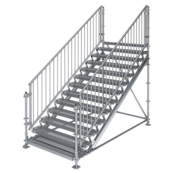 Bautreppe, Außentreppe Komfort plus, 2.00 m Höhenunterschied 3.00 x 1.50 m 