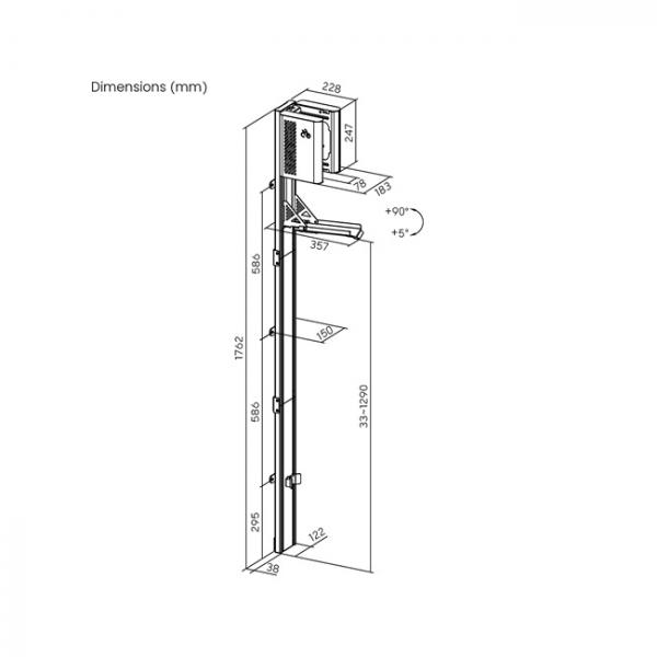 3ER-SET Handler Storage ABL12 Fahrradlift - Vertikale Fahrradhalterung Wand Grau 