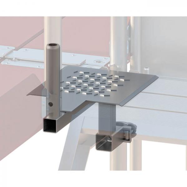 Spaltabdeckung für Alu-Podesttreppen mit Stutzen 