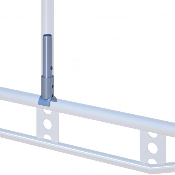 Rohrverbinder Universal mit Halbrundauflage / Adapter für Ringscaff (Doppel-) Riegel 