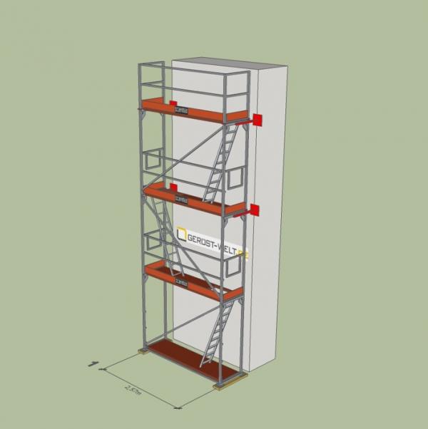 Fassadengerüst Paket Rux Framescaff, 18 m², Feldl. 2,57 m 