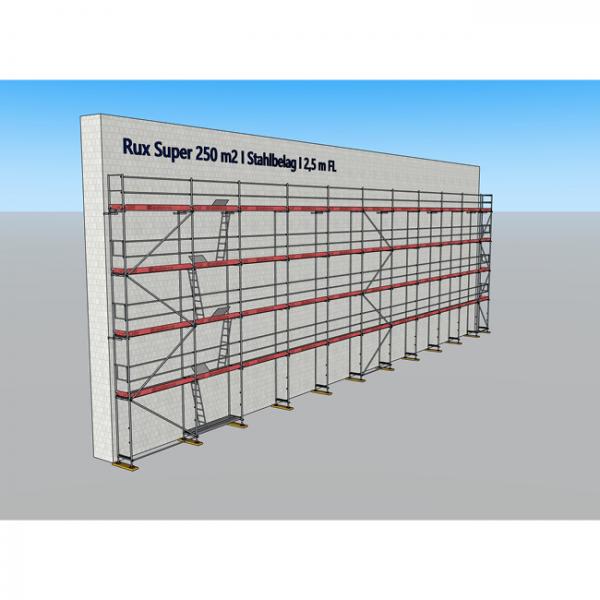 Gebrauchtes Fassadengerüst 250 m², Rux Super 65, Feldlänge 2,5 m Stahl-Belag 