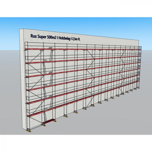Gebrauchtes Fassadengerüst 500 m², Rux Super 65, Feldlänge 2,5 m Holz-Belag 