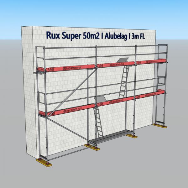 Gebrauchtes Fassadengerüst 50 m², Rux Super 65, Feldlänge 3,0 m Alu-Belag  