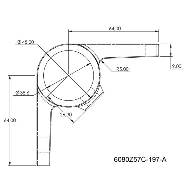 Typ_57 Rohrverbinder Eckwandschelle mit Doppellasche 90° Ø 42,4 mm (schwarz) 