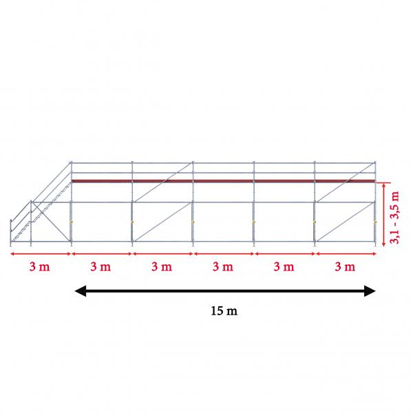Eisfrei-Gerüst mit Treppe, 15 m 