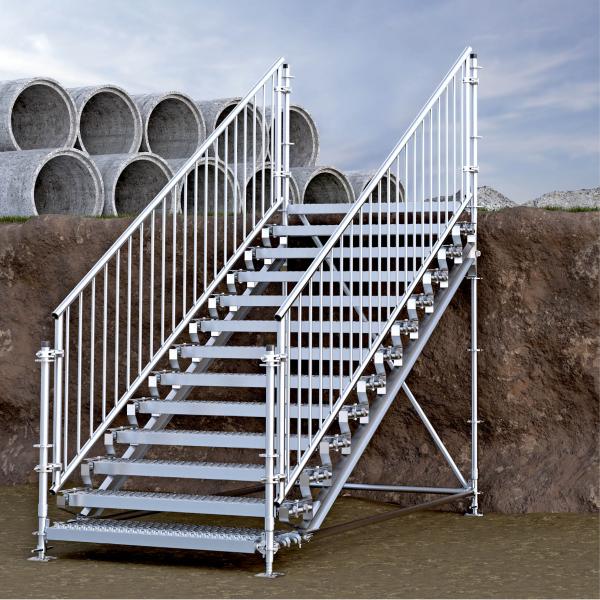 Bautreppe, Außentreppe Komfort plus, 2.00 m Höhenunterschied 3.00 x 1.50 m 