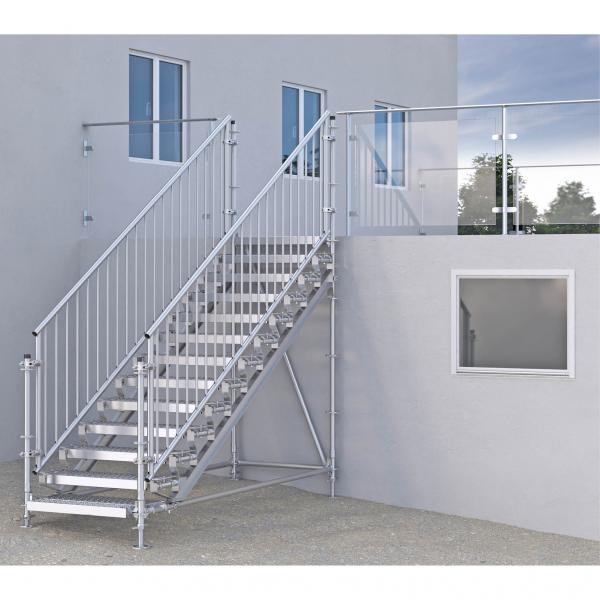 Bautreppe, Außentreppe Komfort plus, 2.00 m Höhenunterschied 3.00 x 1.