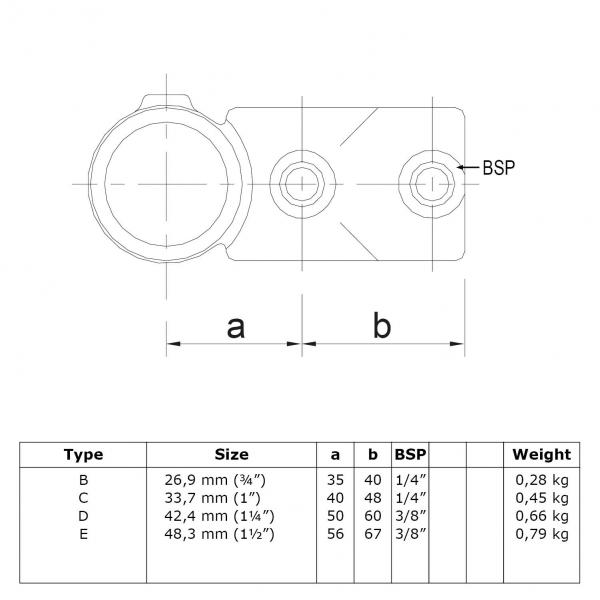 Typ_30 Rohrverbinder Kreuzstück kombiniert Ø 42,4 mm 