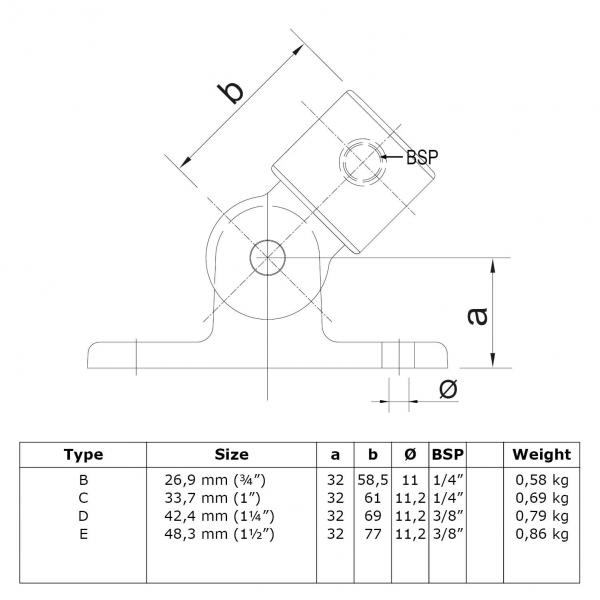 Typ_51 Gelenkfußplatte Ø 42,4 mm (schwarz) 