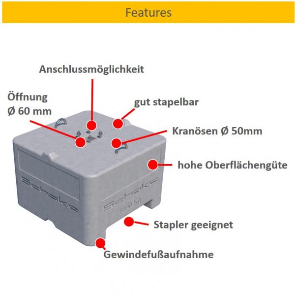 Betonballast 1 t, 90x90x60 cm (Betongewicht) 