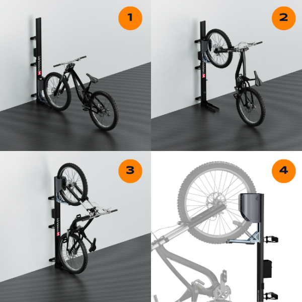 Handler Storage ABL12 Fahrradlift Swivel - Vertikale Fahrradhalterung Wand Grau 