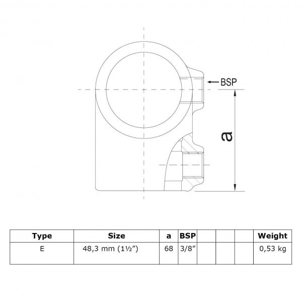 Typ_2 Rohrverbinder T-Stück kurz Ø 42,4 mm (schwarz) 