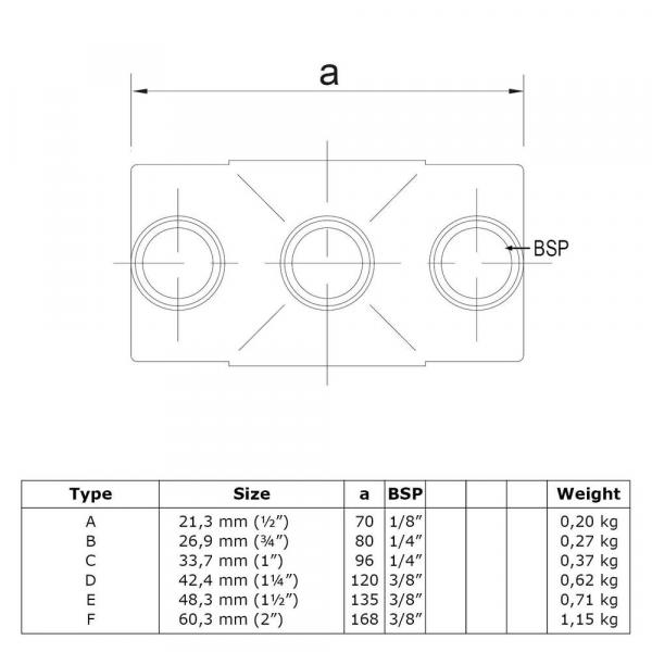 Typ_22 Rohrverbinder Kreuzstück durchgehend 90° Ø 42,4 mm & 48,3 mm 