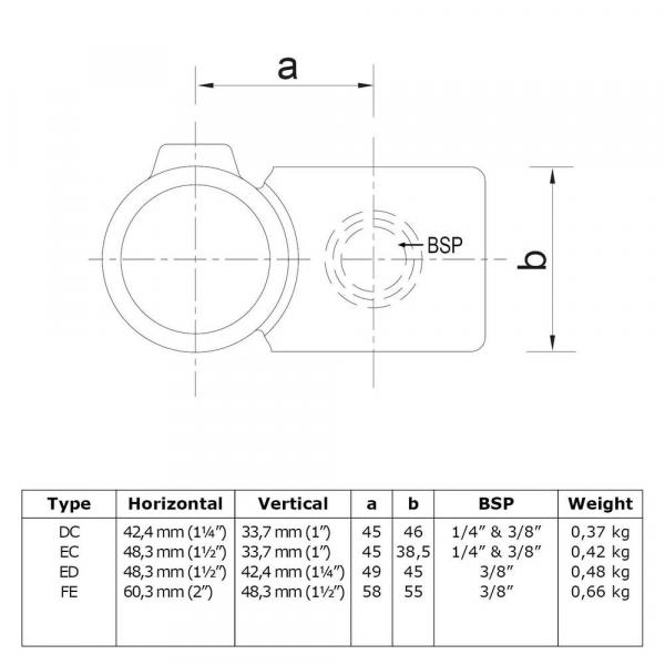 Typ_28 Rohrverbinder Kreuzstück vorgesetzt 90° Ø 33,7 mm & 26,9 mm 