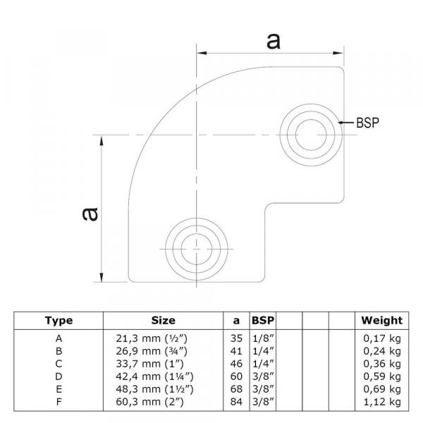 Typ_6 Rohrverbinder Bogen 90° Ø 48,3 mm & 42,4 mm 