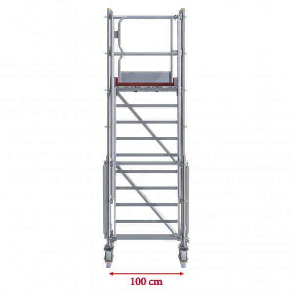 Fahrbare Plattformtreppe Ringscaff für 2 m Höhenunterschied mit Sicherheitstor 