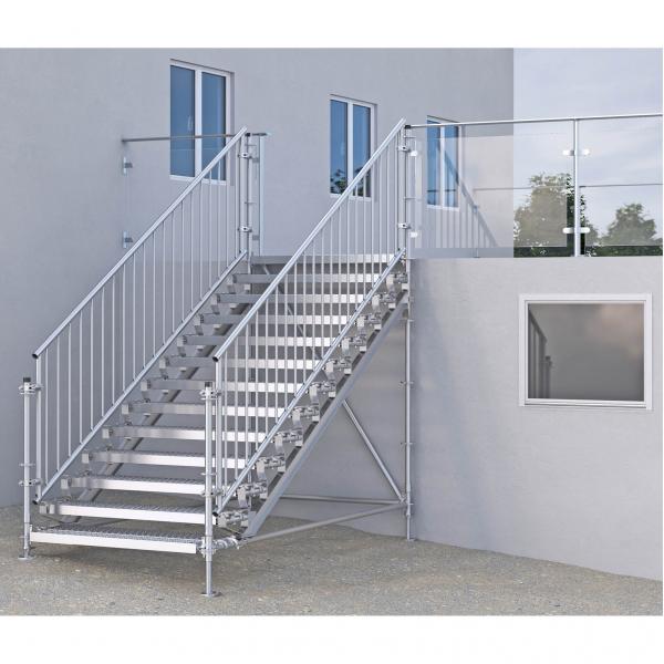 Bautreppe, Außentreppe Komfort plus, 2.00 m Höhenunterschied 3.00 x 1.50 m 