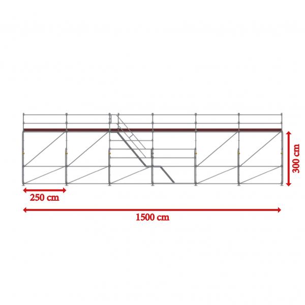 Eisfrei-Gerüst mit seitlicher Treppe, 15,00 m 