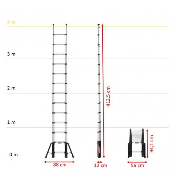 Telesteps Prime Line 4,1 m mit Stabilisatoren, inkl. Wandhalterung 