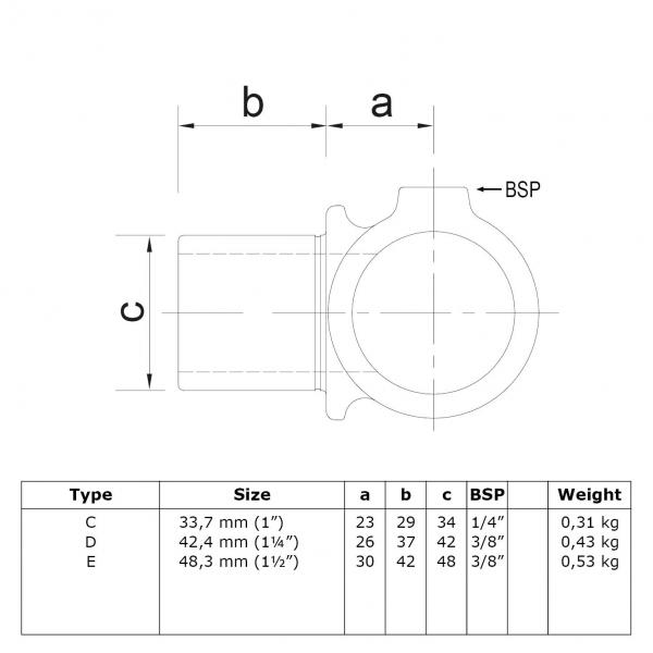 Typ_5 Rohrverbinder T-Stück-Adapter drehbar Ø 33,7 mm 