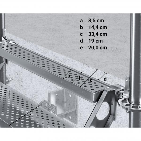 Bautreppe Außentreppe feuerverzinkt für 1,50 m Höhenunterschied mit Wandbefestigung 