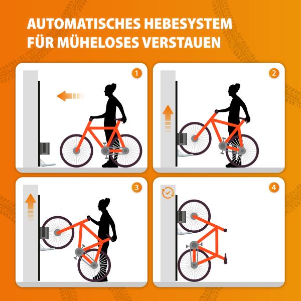 3ER-SET Handler Storage ABL12 Fahrradlift - Vertikale Fahrradhalterung Wand Grau 
