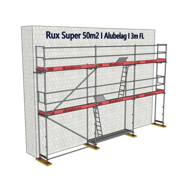 Gebrauchtes Fassadengerüst 50 m², Rux Super 65, Feldlänge 3,0 m Alu-Belag  