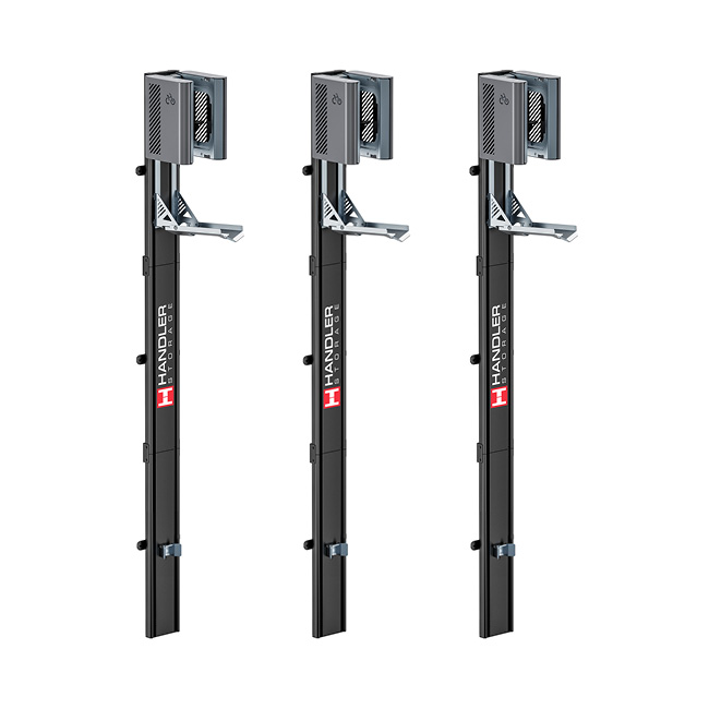 3ER-SET Handler Storage Fahrradlift - Vertikale Fahrradhalterung Wand Grau 