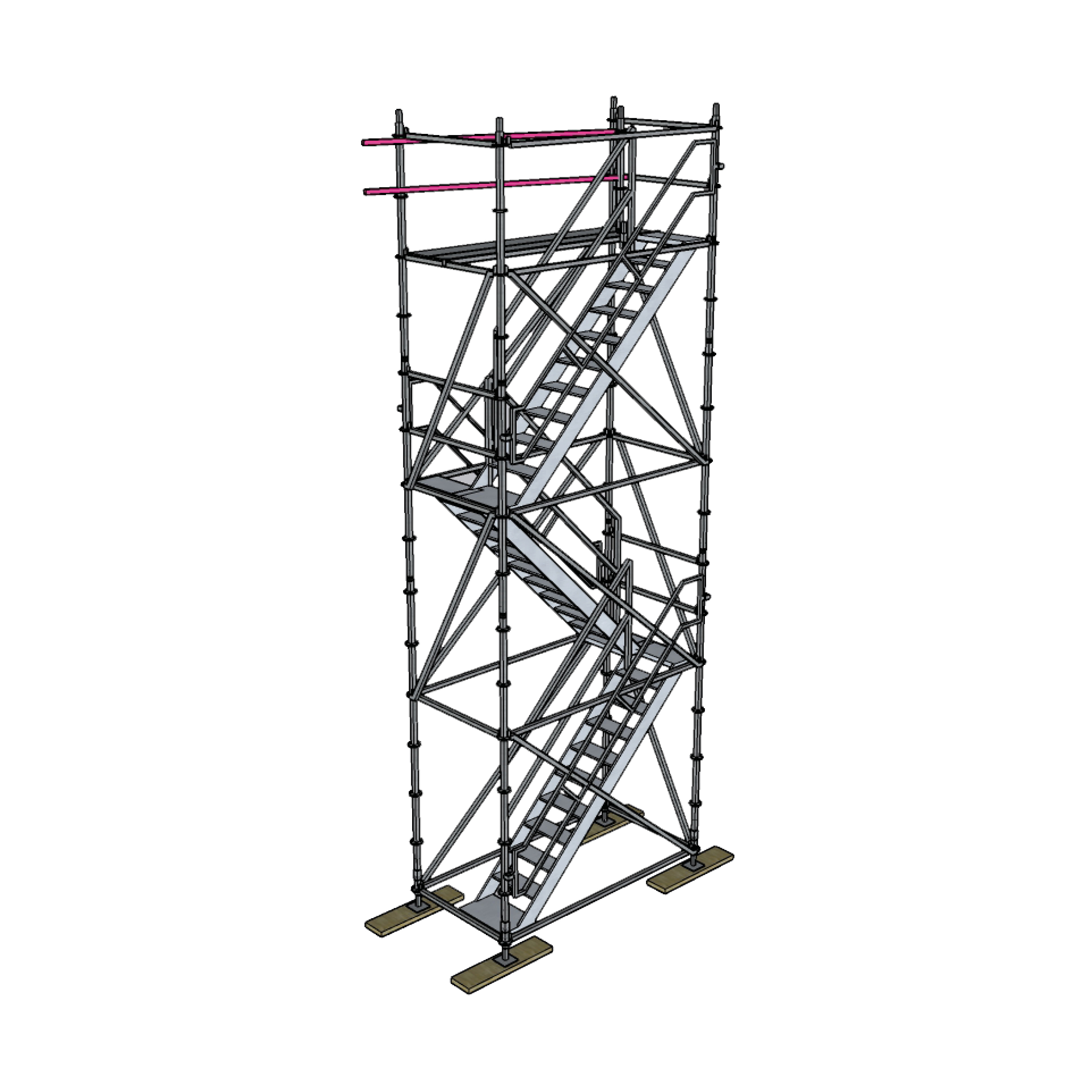 Bautreppenturm mit Alu-Podesttreppe, Ausstiegshöhe 6,2 m 