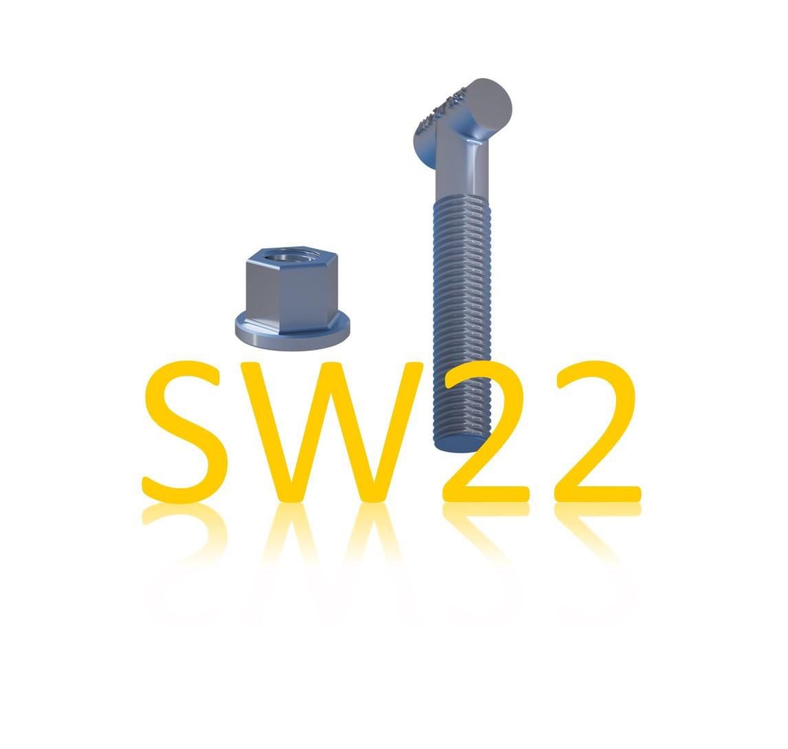 Hammerkopfschraube & Bundmutter SW22 feuerverz. mit metrischem Gewinde 