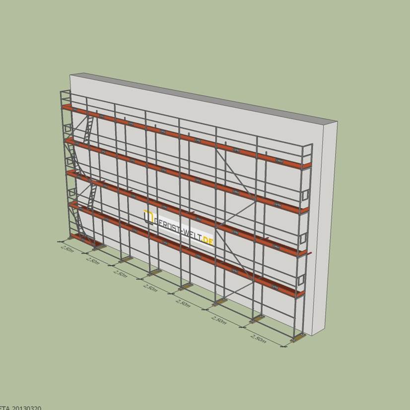 Fassadengerüst Paket Rux Super 65 ALU, 157,5 m², Feldl. 2,5 m 