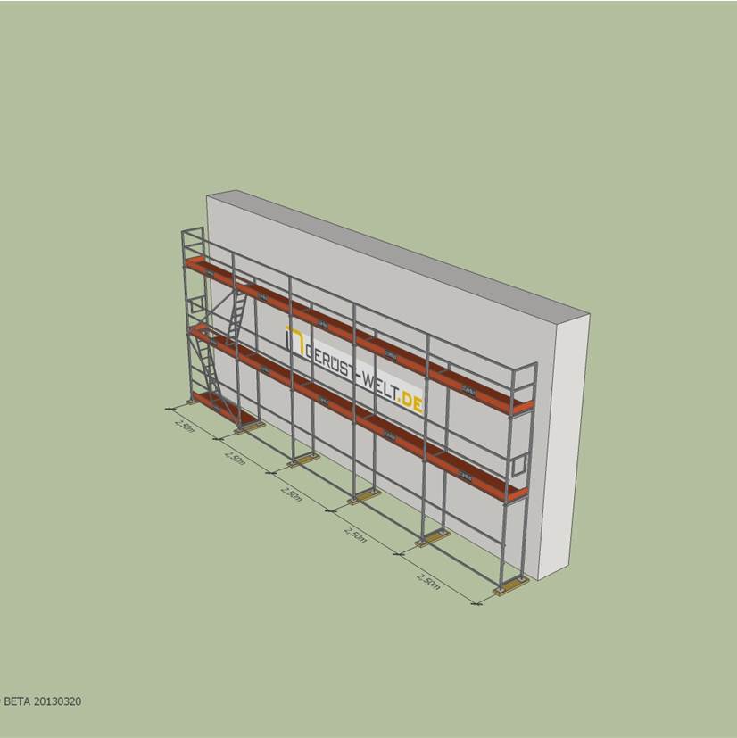 Fassadengerüst Paket Rux Super 65 ALU, 62,5 m², Feldl. 2,5 m 