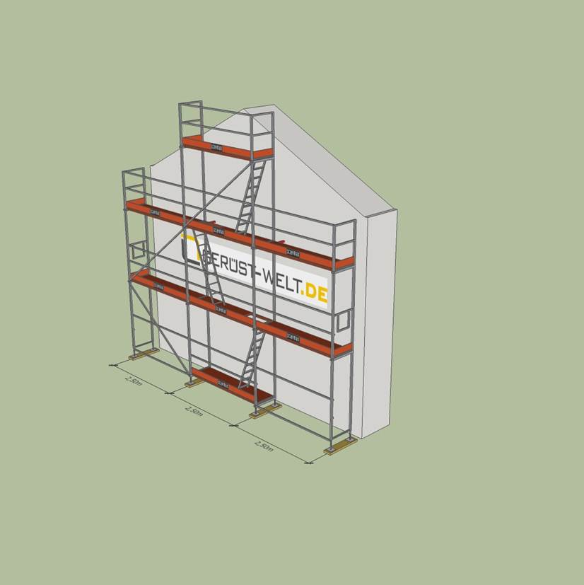 Fassadengerüst Paket Rux Super 65 ALU, 42,5 m², Feldl. 2,5 m 