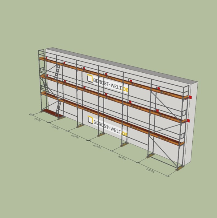 Fassadengerüst Paket Rux Framescaff, 128,94 m², Feldl. 3,07 m 