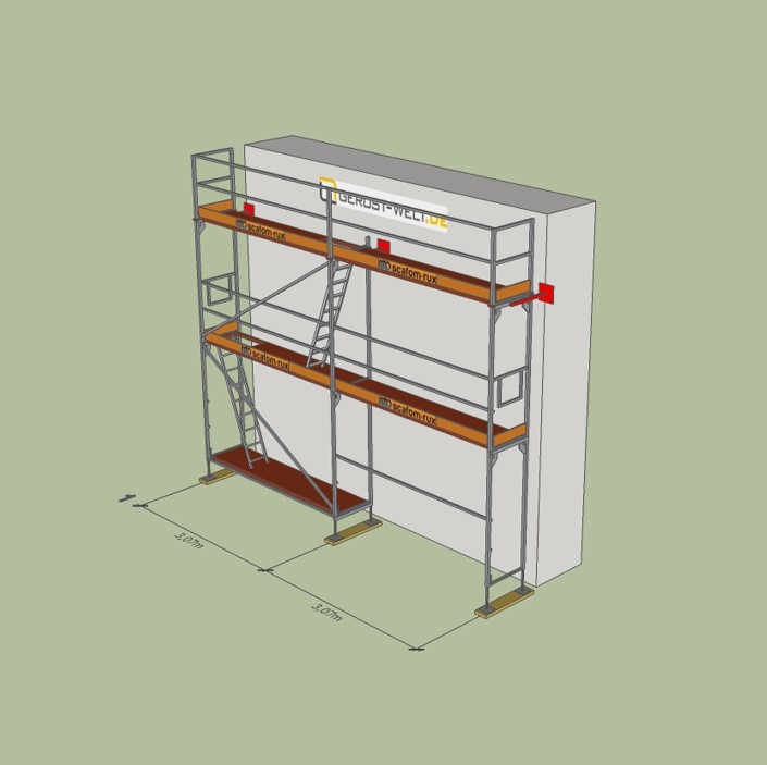 Fassadengerüst Paket Rux Framescaff, 30,7 m², Feldl. 3,07 m 