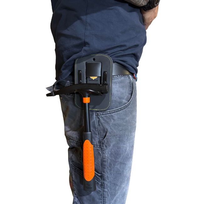 Hammerhalter mit Hammereinschub aus rostfreiem Stahl und Gürtelschlaufe 