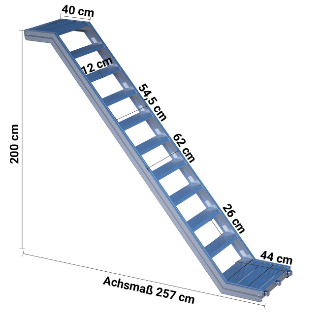 Alu-Treppe mit Podest Rux Frame- / Ringscaff 0,73 m 