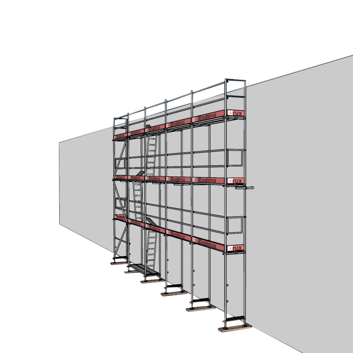 Rux Super Öse ALU Fassadengerüst 93 m², Feldlänge 2,5 m Stahl-Belag 