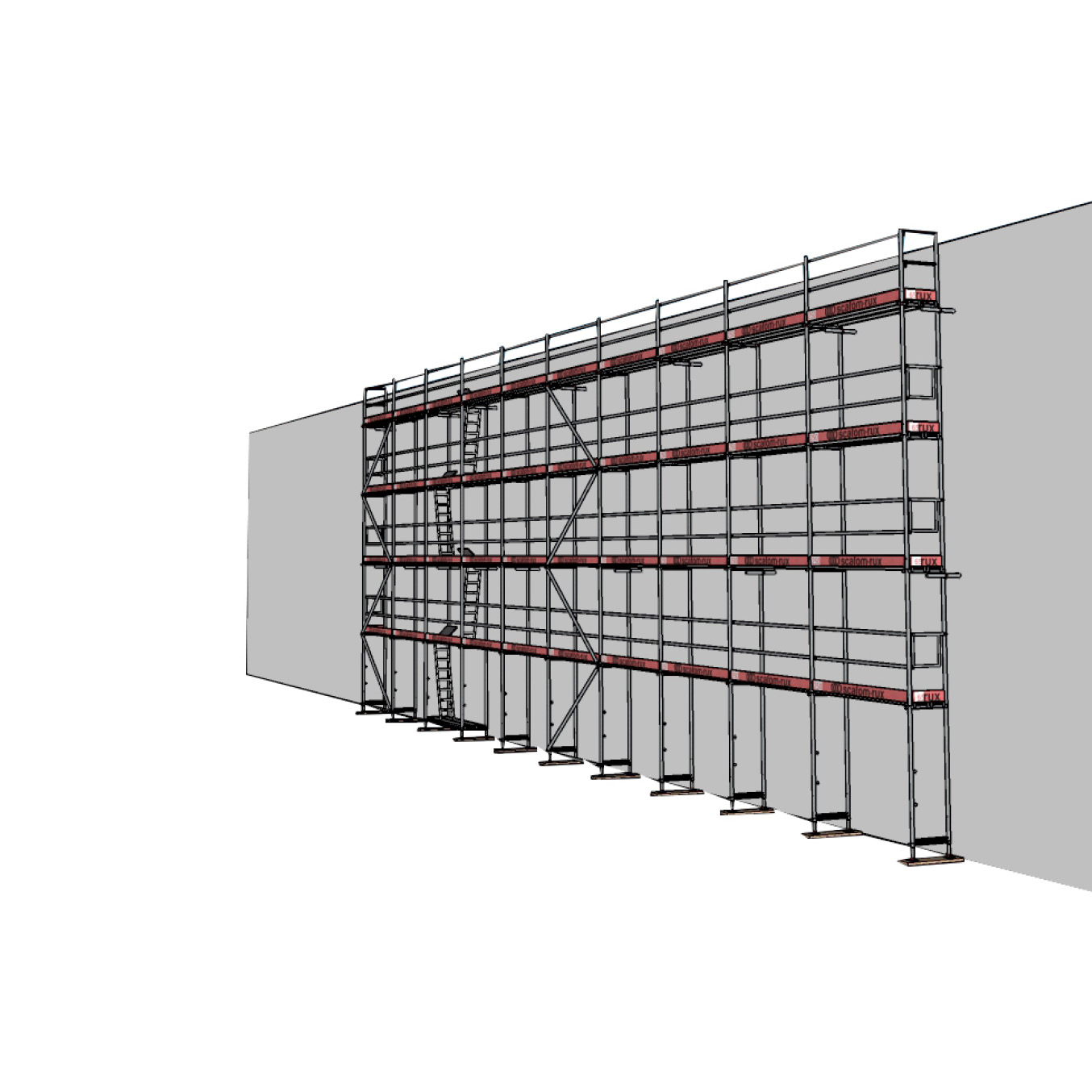 Rux Super Öse ALU Fassadengerüst 236 m², Feldlänge 2,5 m Stahl-Belag 