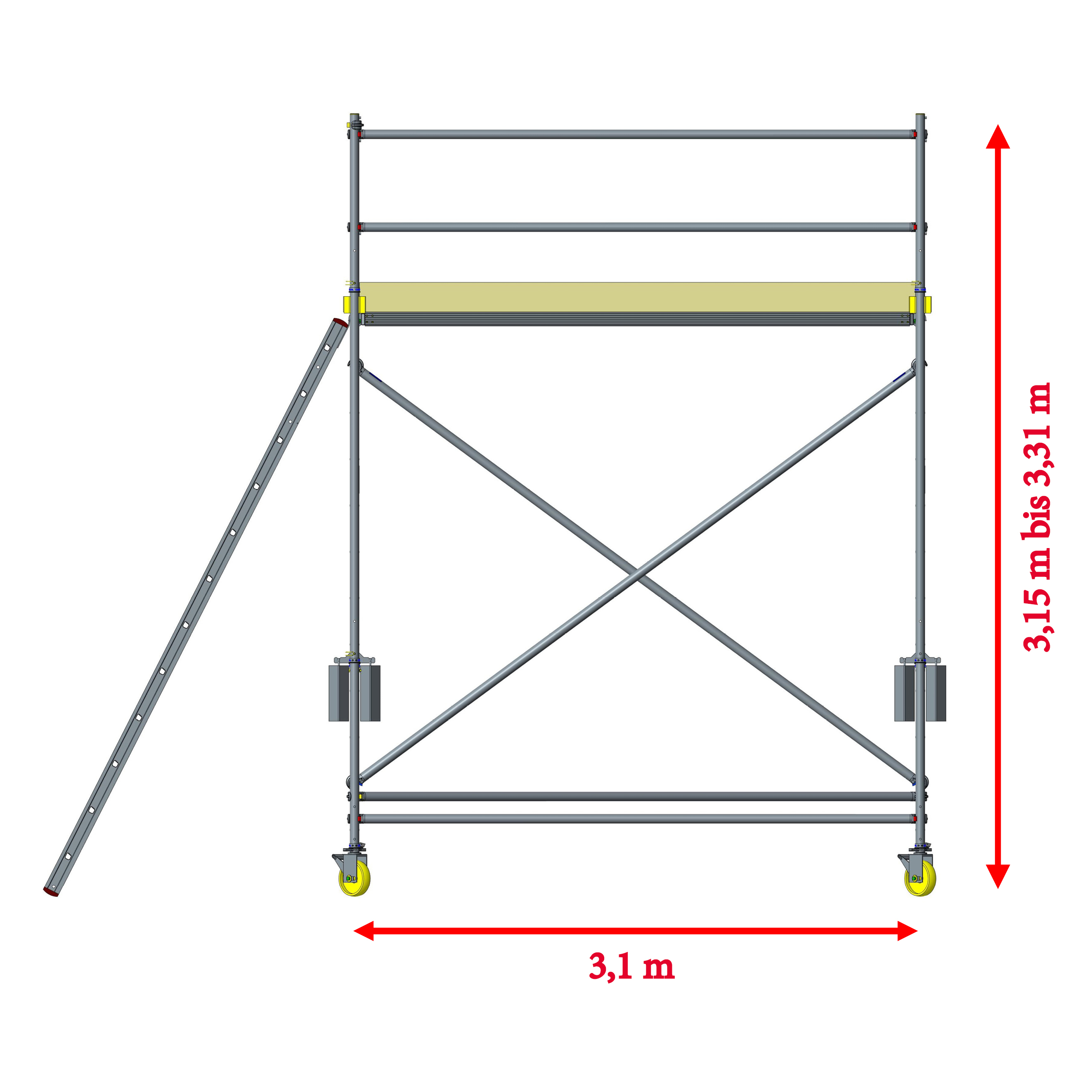 Custers Enteisungsgerüst fahrbar mit Leiter, 3,1 m 