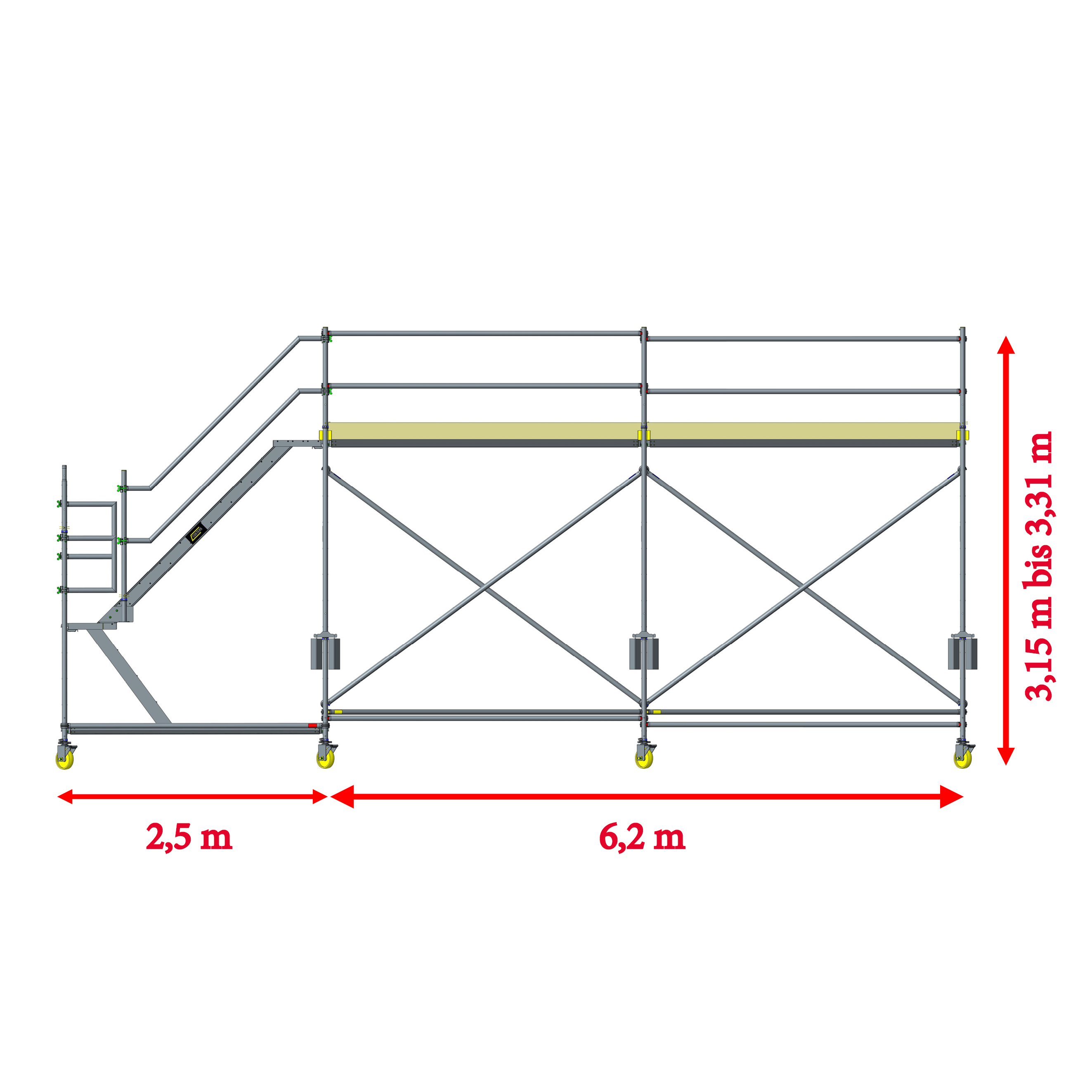 Custers Enteisungsgerüst fahrbar mit Treppe, 6,2 m 