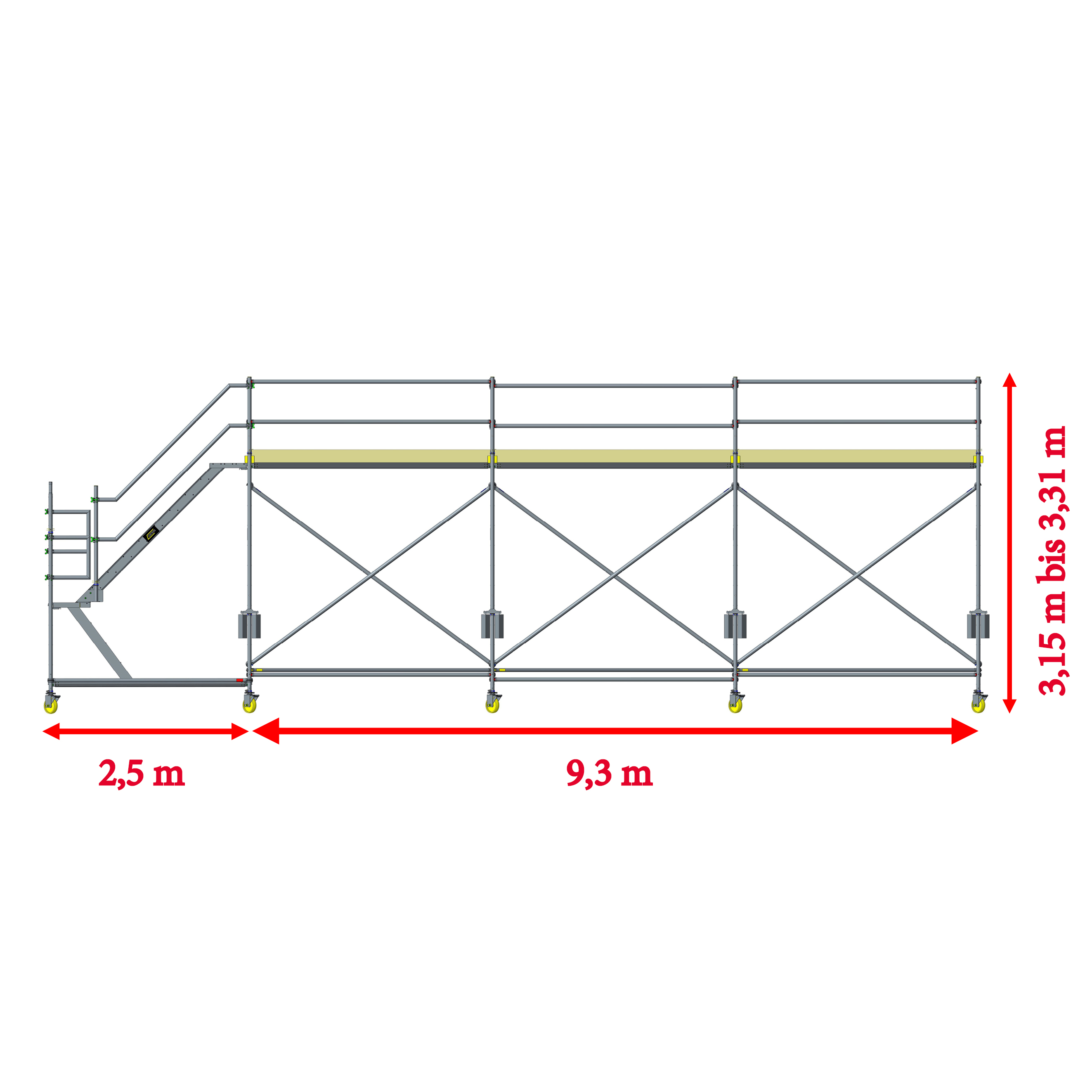 Custers Enteisungsgerüst fahrbar mit Treppe, 9,3 m 