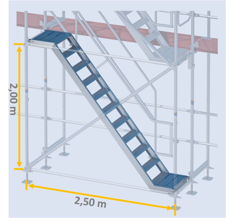 Alu-Treppe mit Podest Rux Super 0,65 m 