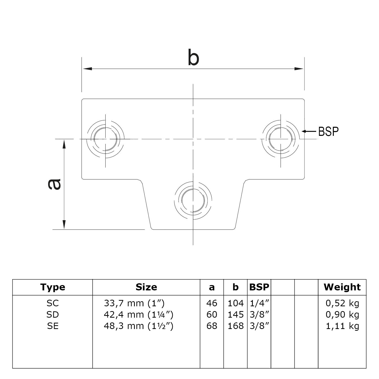 Typ_4S Rohrverbinder T-Stück lang var. Winkel 0° - 11° Ø 33,7 mm 