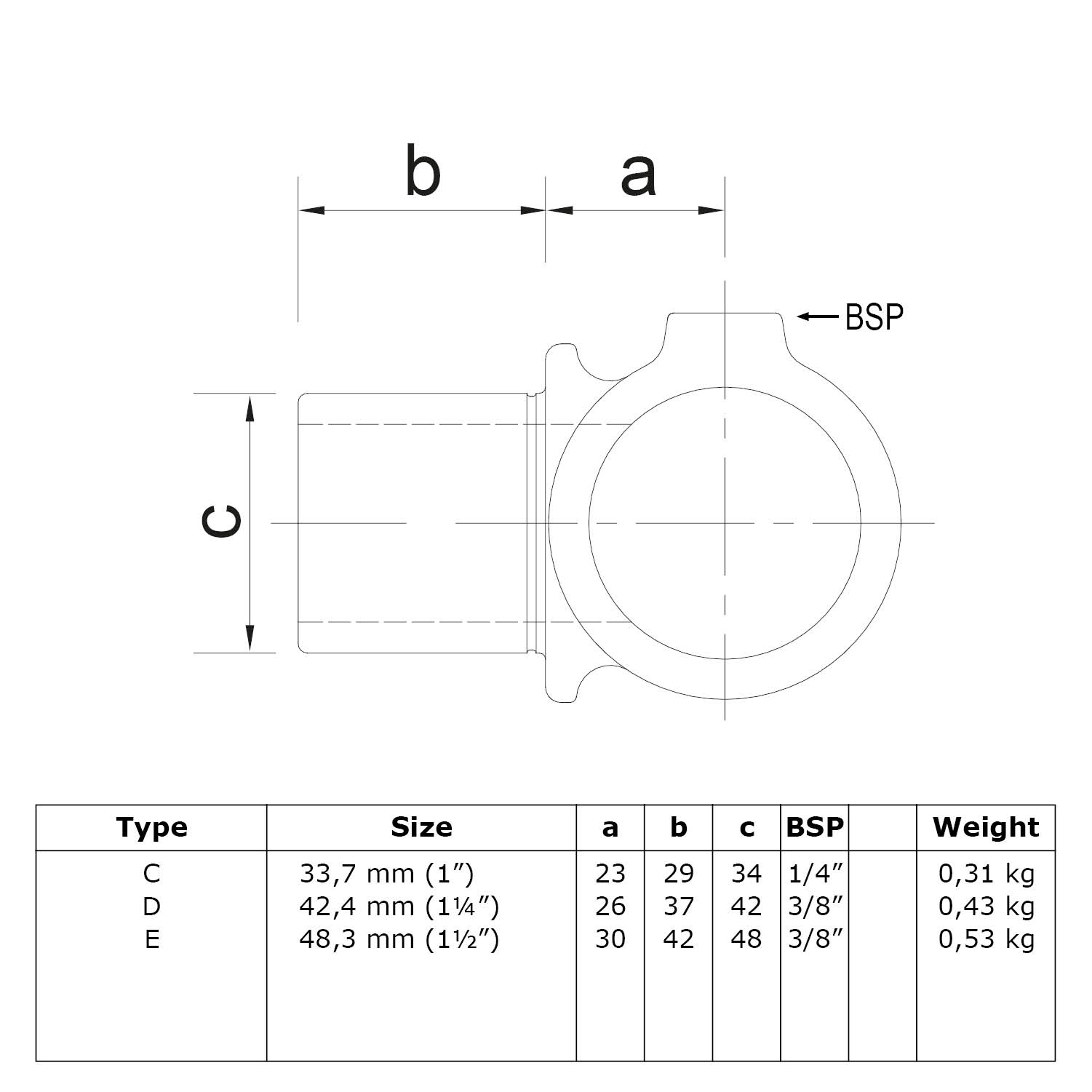 Typ_5 Rohrverbinder T-Stück-Adapter drehbar Ø 33,7 mm 