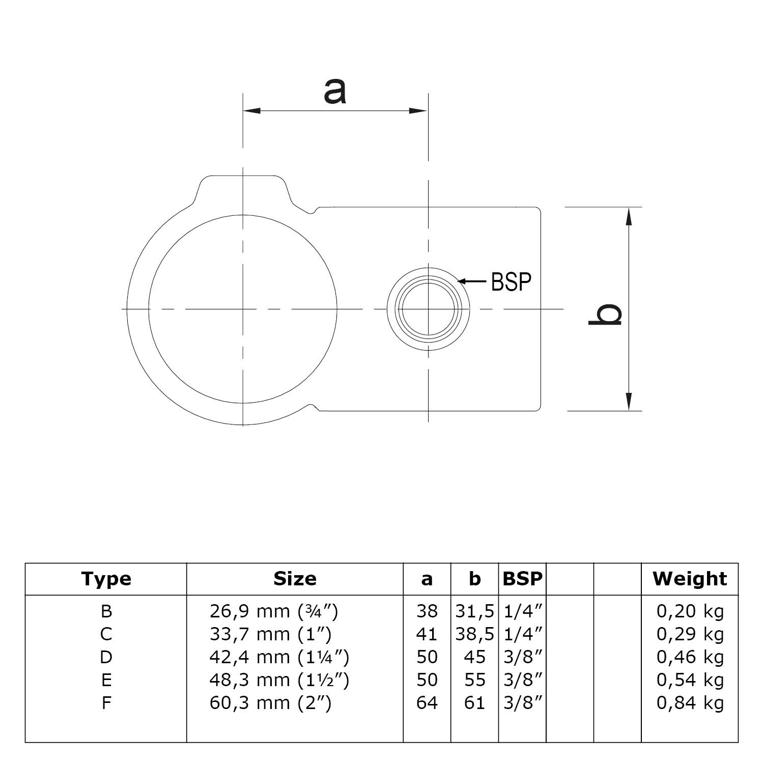 Typ_28 Rohrverbinder Kreuzstück vorgesetzt 90° Ø 42,4 mm 