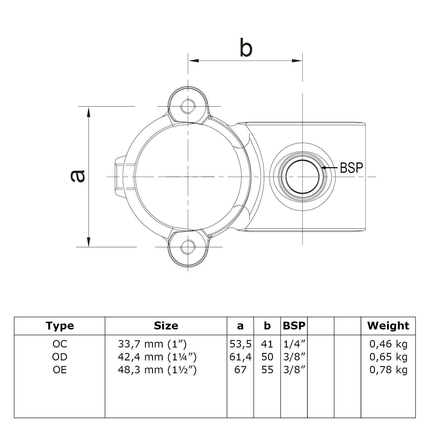 Typ_28V Rohrverbinder Kreuzstück vorgesetzt 90° klappbar Ø 33,7 mm 